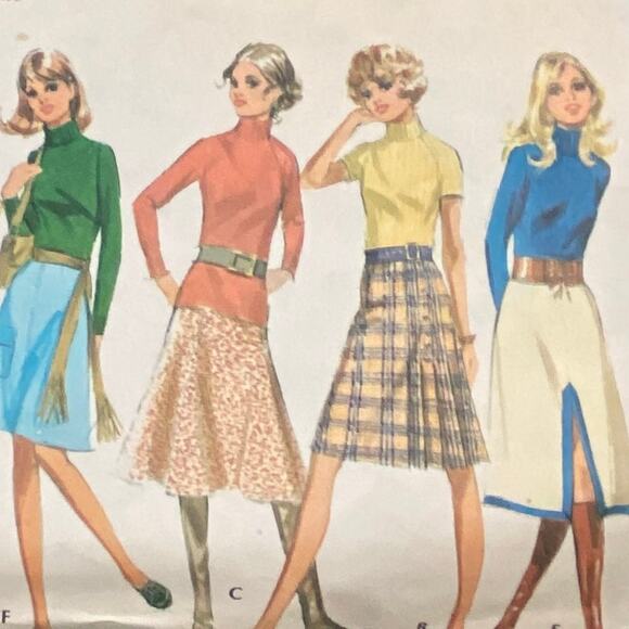 Vtg McCalls 2574 Skirt Pattern Miss 25.5 Waist 1970 Variation Long Short Flare - Picture 1 of 6